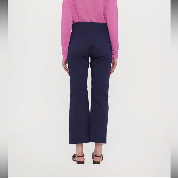 NWT: Weekend Max Mara Bosso Cropped Flared Trousers Size 4 in Navy Blue - Picture 3 of 8